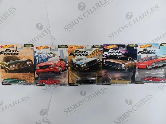 BOX OF APPROX 5 FAST AND FURIOUS HOT WHEELS TO INCLUDE - FORD F-150 SVT LIGHTNING - 87 BUICK GRAND NATIONAL - 66 CHEVY NOVA ECT