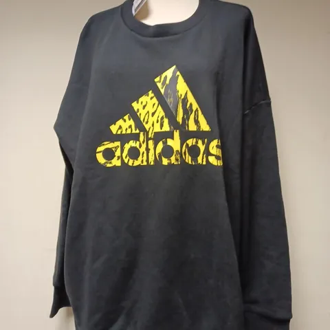 ADIDAS FUTURE ICONS ANIMAL PRINT SWEATSHIRT BLACK YELLOW - WOMEN - XL