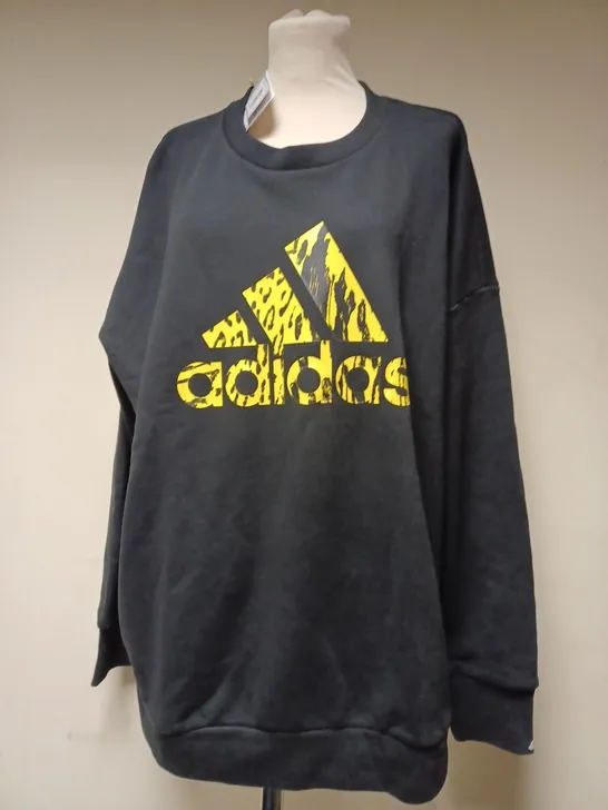 ADIDAS FUTURE ICONS ANIMAL PRINT SWEATSHIRT BLACK YELLOW - WOMEN - XL