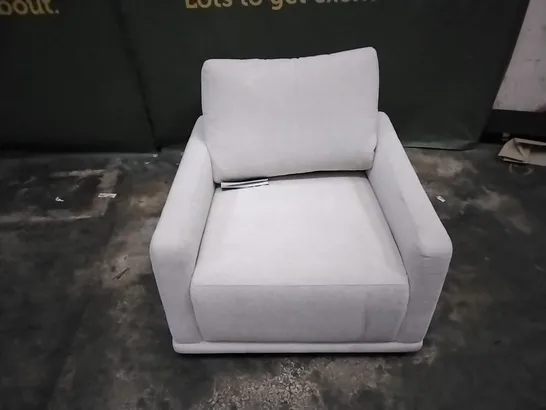 QUALITY BRITISH DESIGNED LOUNGE CO CREAM FABRIC SWIVEL ARMCHAIR