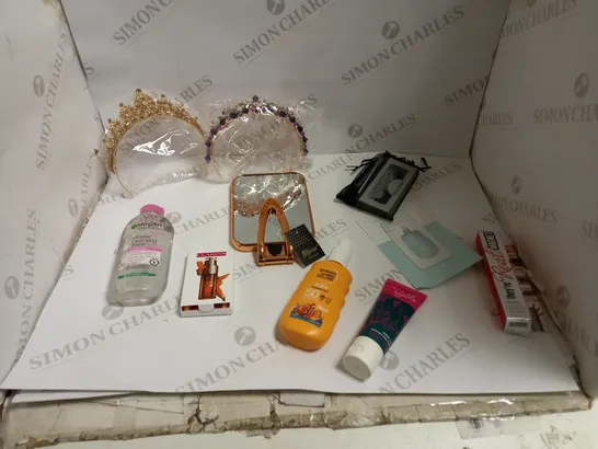 LOT OF APPROXIMATELY 10 HEALTH AND BEAUTY ITEMS TO INCLUDE TIARAS, GRANIER, CLARIS