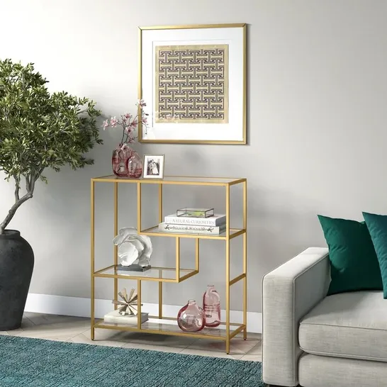 BOXED LENNY BOOKCASE IN BRASS FINISH (1 BOX)