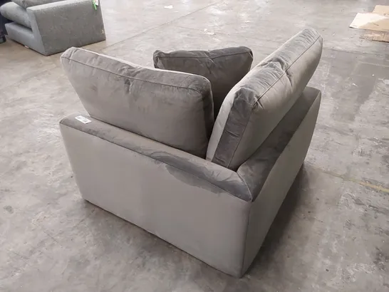 DESIGNER MAISON SLATE GREY VELVET UPHOLSTERED CORNER SOFA PART WITH CUSHIONS - INCOMPLETE SOFA PIECE