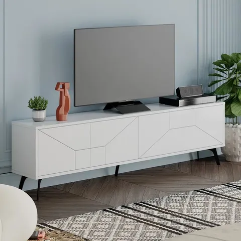 BOXED DUNE TV STAND - CARRARA - WHITE (2 BOXES)