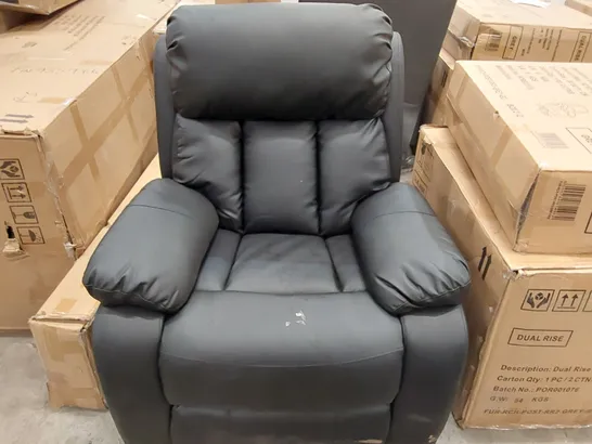 DESIGNER BLACK LEATHER ELECTRIC RECLINING ARMCHAIR (1 ITEM)