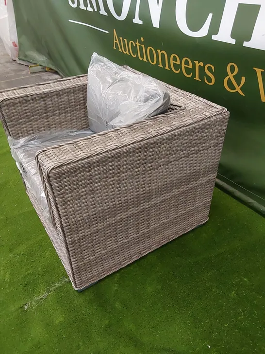 ASCOT GREY RATTAN ARMCHAIR WITH CUSHIONS 