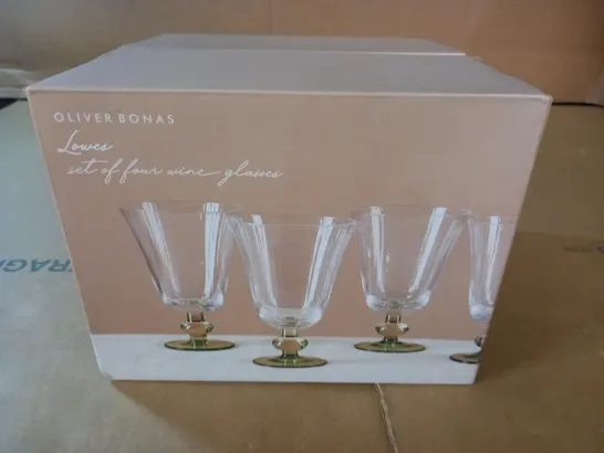 BOXED OLIVER BONAS LOWES SET OF FOUR WINE GLASSES