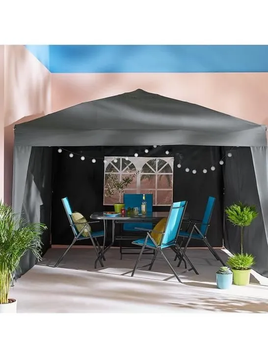 BOXED 3M X 3M POP UP GAZEBO WITH 3 PIECE SIDE PANELS - GREY (COLLECTION ONLY) RRP £159.99