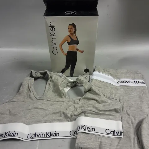 BOXED CALVIN KLEIN WOMEN'S BRALETTE & LEGGING SET IN GREY - XL	