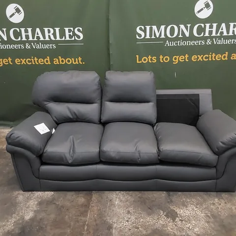 DESIGNER FAUX LEATHER 3 SEATER SOFA (MISSING ONE CUSHION)