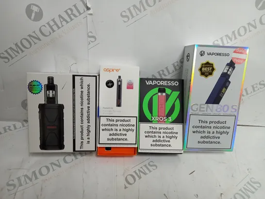 BOX OF 30 ASSORTED E-CIGARATTES TO INCLUDE VAPEROSSO , ASPIRE, INNOKIN ETC.