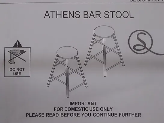 BOXED ATHENS BAR STOOL , PAIR - IN CONCRETE 