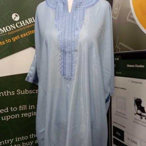 MAGHRIBI SHORT SLEEVE SHIRT-LIKE DRESS IN SKY BLUE - MEDIUM