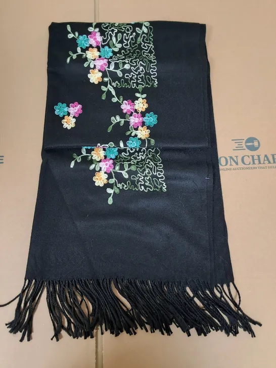 LOT OF 5 BRAND NEW FLORAL EMBROIDERED SCARFS 