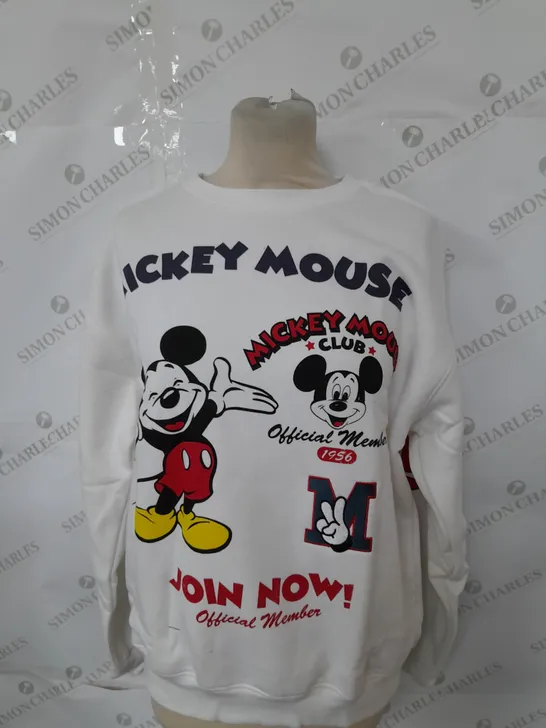 COTTON ON DISNEY MICKEY MOUSE FLEECE CREW IN OFF WHITE SIZE XS 