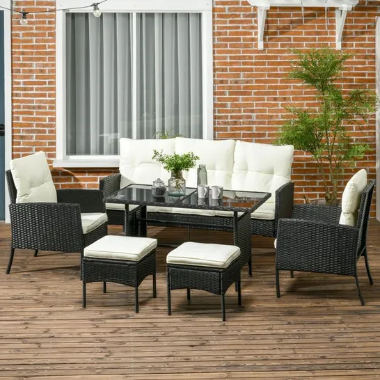 BOXED LEORY RATTAN WICKER 4-PERSON SEATING GROUP WITH CUSHIONS (2 BOXES)