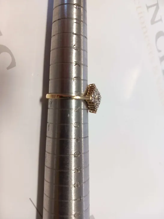 9CT YELLOW GOLD CLUSTER RING SET WITH NATURAL DIAMONDS WEIGHING +0.50CT