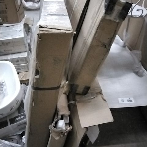 3 ASSORTED BOXED CABINET PARTS AND A AQUADRY SHOWER DOOR 900 × 350MM FOLD