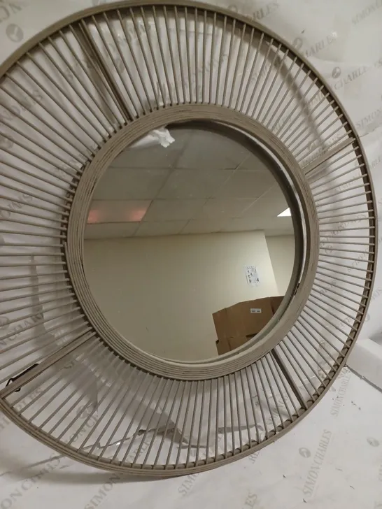 K BY KELLY HOPPEN BAMBOO TAUPE CIRCULAR MIRROR - COLLECTION ONLY