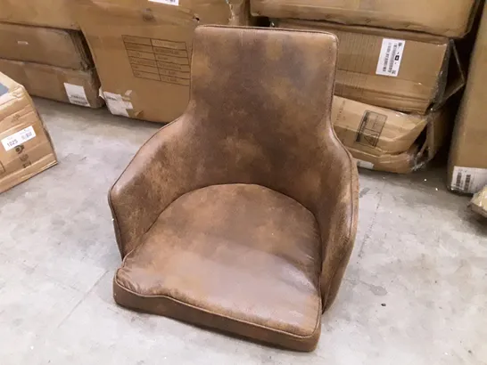 BOXED SET OF 2 BROWN FAUX LEATHER DINING CHAIRS