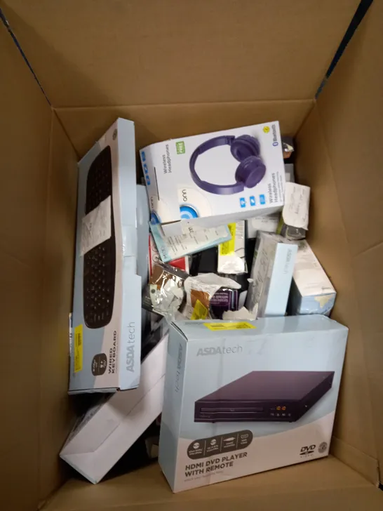 BOX OF ASSORTED ELECTRICAL ITEMS TOO INCLUDE KEYBOARDS , RADIO'S AND DVD PLAYERS 