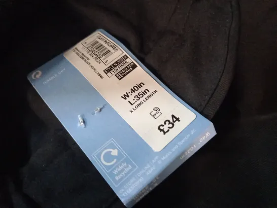 M&S REGULAR FIT BLACK TROUSERS - W40 L35