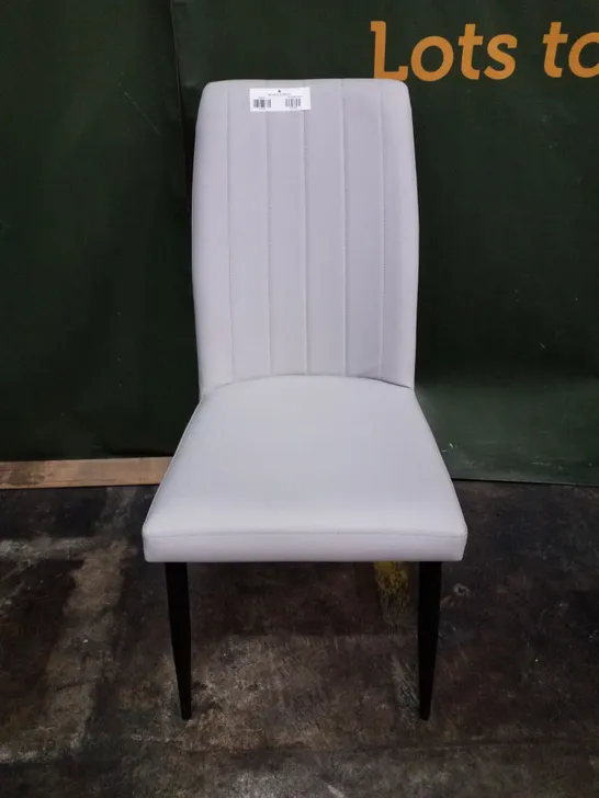 LIGHT GREY LEATHER DINING CHAIR 