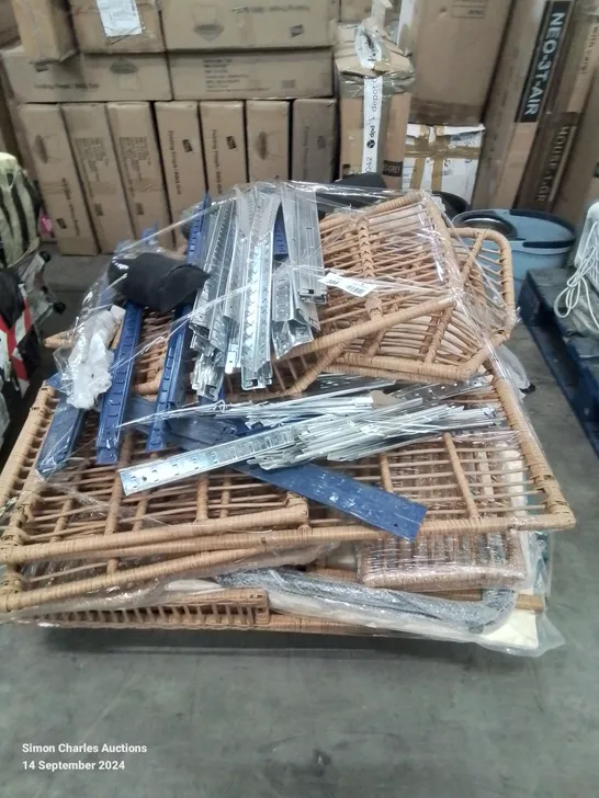 PALLET CONTAINING VARIOUS FURNITURE PARTS AND ACCESSORIES ETC.