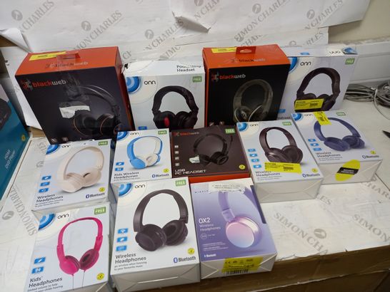 BOX OF APPROX. 12 ASSORTED HEADPHONES AND HEADSETS