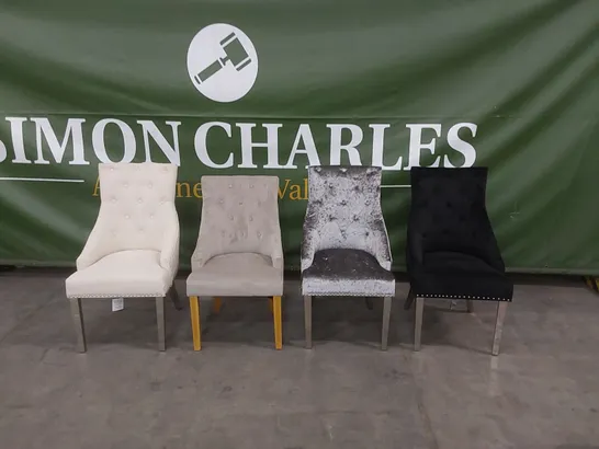 4 X ASSORTED DESIGNER DINING CHAIRS // STYLES AND MATERIALS VARY