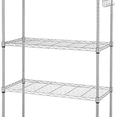 BRAND NEW BOXED BATHWA 5 TIER METAL WIRE SHELVING UNIT ON WHEELS,CHROME SHELVES FOR GARAGE KITCHEN LIVING ROOM,HEAVY DUTY SHELVING RACK, 23.2 X 13.8 X 72 INCH (L X W X H) (1 BOX)