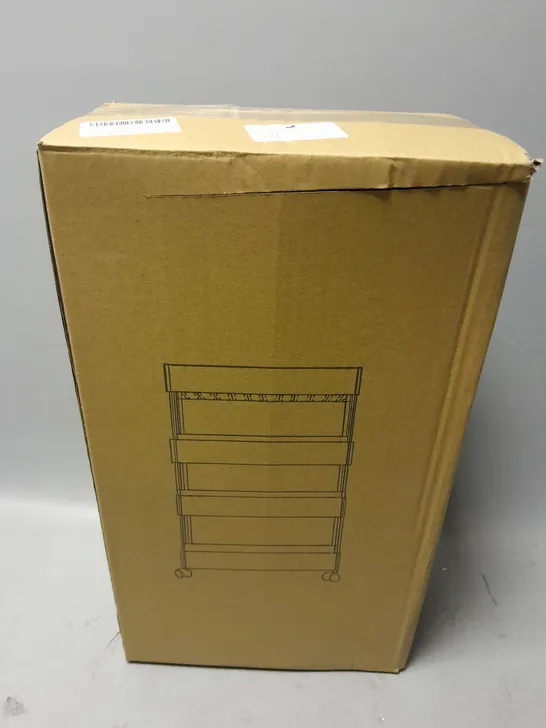 BOXED NARROW STORAGE TROLLEY IN WHITE