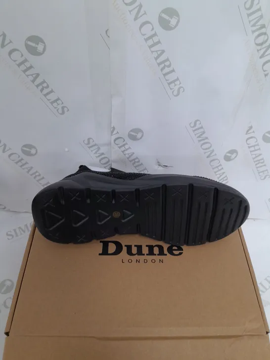 BOXED PAIR OF DUNE LONDON ELIXIR SPORT SHOES IN BLACK SIZE 6