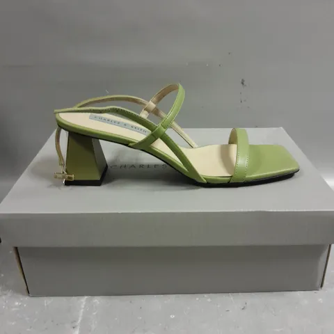 BOXED PAIR OF CHARLES & KEITH OPEN TOE SAGE GREEN SANDALS - 5