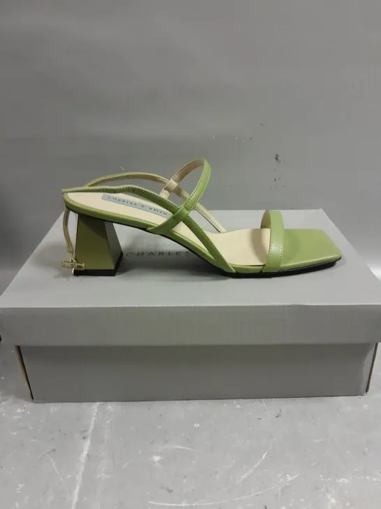 BOXED PAIR OF CHARLES & KEITH OPEN TOE SAGE GREEN SANDALS - 5