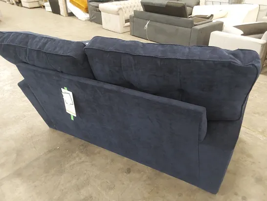 DESIGNER STAMFORD SMALL 2-SEATER HIGH-BACKED FIRM FABRIC UPHOLSTERED SOFA - NAVY BLUE