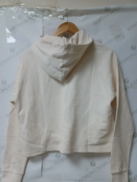 PUMA LADIES CROPPED HOODED TOP CREAM SIZE SMALL