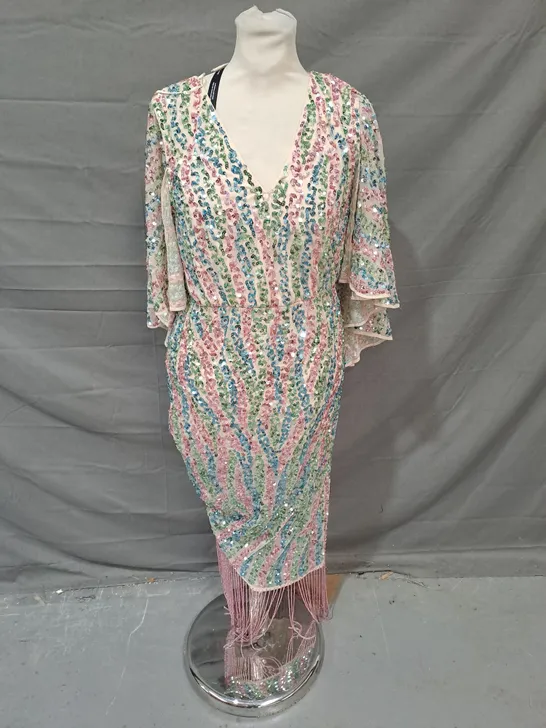 RIVER ISLAND SEQUIN OCCASION DRESS IN MULTI COLOUR SIZE 8