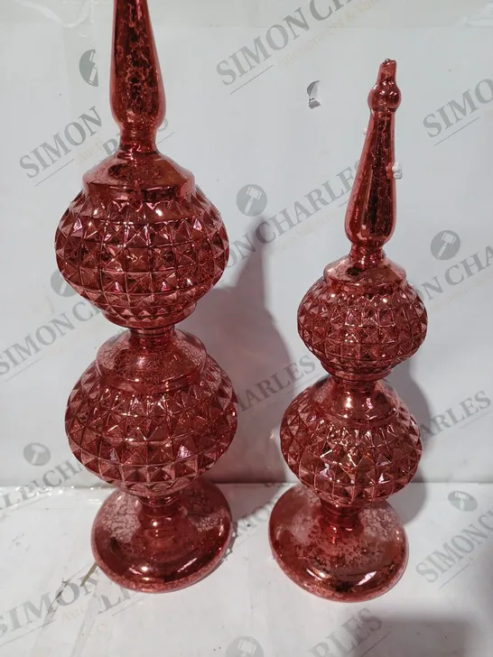 SET OF 2 DECORATIVE RED CHRISTMAS TREES