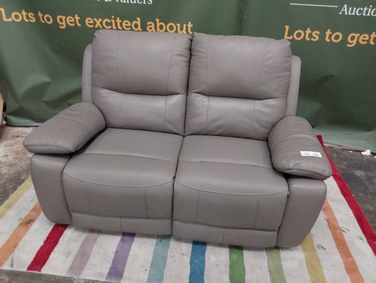 DESIGNER POWER RECLINING TWO SEATER SOFA GREY LEATHER