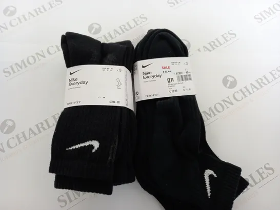 LOT OF 2 3-PACKS OF NIKE SOCKS - 8/11