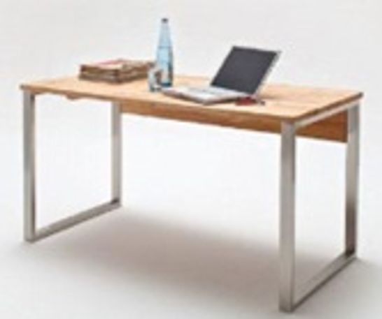 BOXED  LUCY SOLID CORE BEECH COMPUTER DESK WITH CHROME LEGS(2 BOXES)