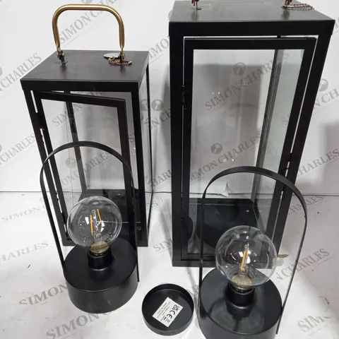 BUNDLEBERRY BY AMANDA HOLDEN SET OF 2 SQUARE LANTERNS WITH REMOVABLE LAMPS - BLACK