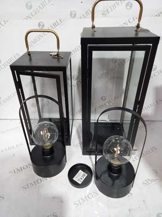 BUNDLEBERRY BY AMANDA HOLDEN SET OF 2 SQUARE LANTERNS WITH REMOVABLE LAMPS - BLACK