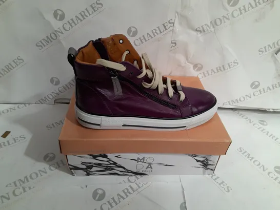 BOXED MODA FEROZI PURPLE LEATHER TRAINERS SIZE 7