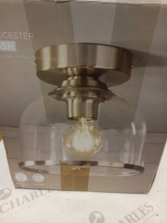 NEXT GLOUCESTER FLUSH BRUSHED NICKEL CLEAR GLASS LIGHT 