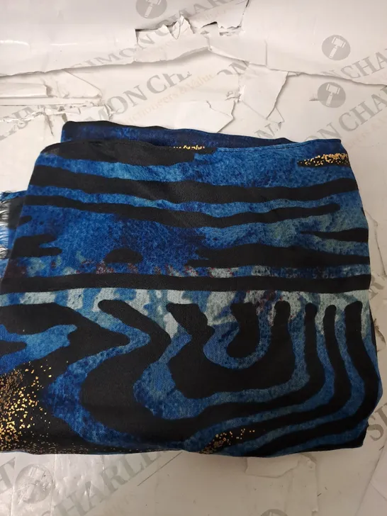 FRANK USHER ANIMAL PRINT SPARKLE FOIL LIGHTWEIGHT SCARF - BLUE