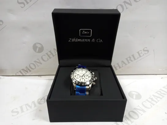 MENS ZIHLMANN & Co Z400 WATCH – CHRONOGRAPH MOVEMENT – STAINLESS STEEL STRAP – WHITE DIAL – 3ATM WATER RESISTANT 