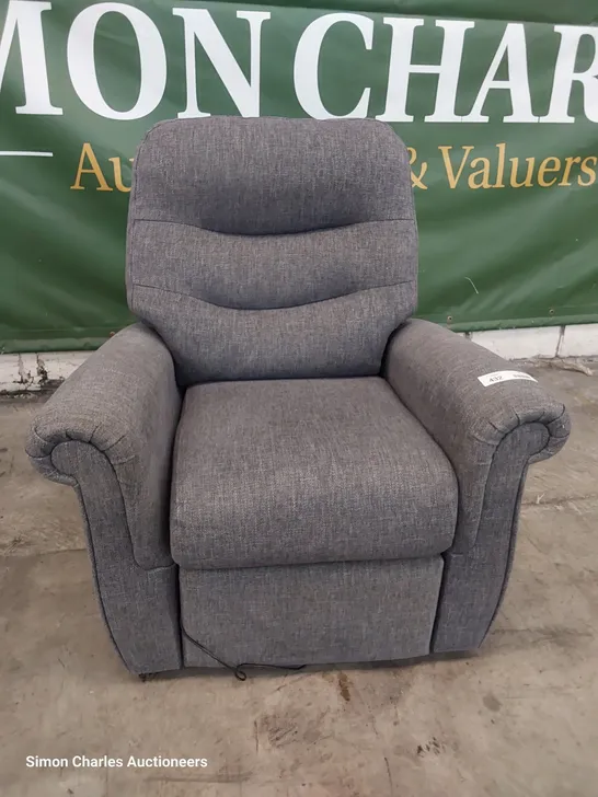 QUALITY BRITISH DESIGNER G PLAN HOLMES POWER RECLINING EASY CHAIR PIERO SLATE FABRIC 