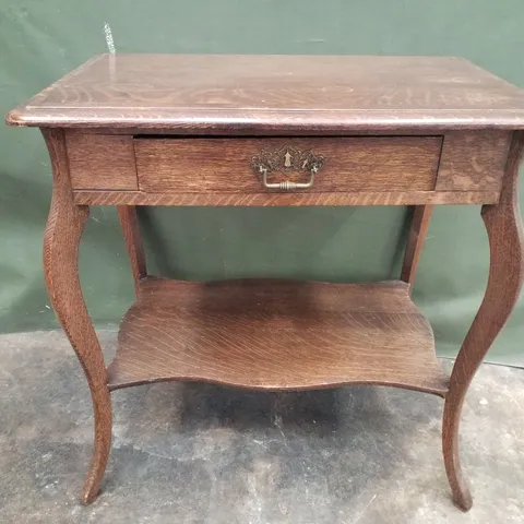 ANTIQUE OAK-VENEER 1-DRAWER SIDE TABLE 